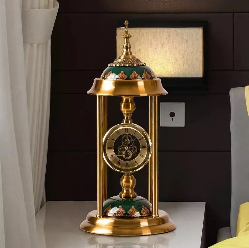 European Vintage Metal Table Clock ( 3pc set )