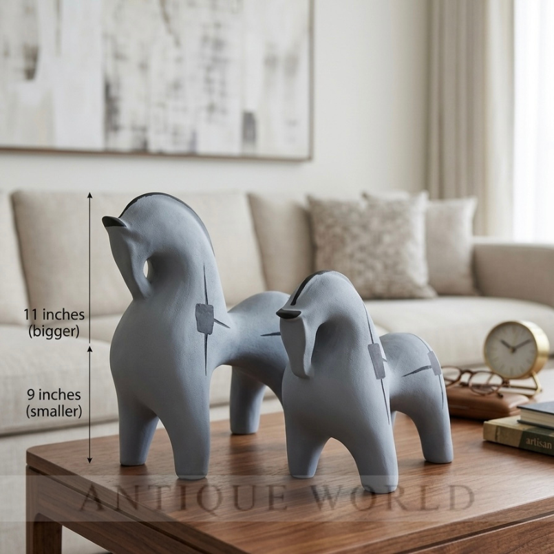 Abstract Black Horse Figurines (Set of 2 )