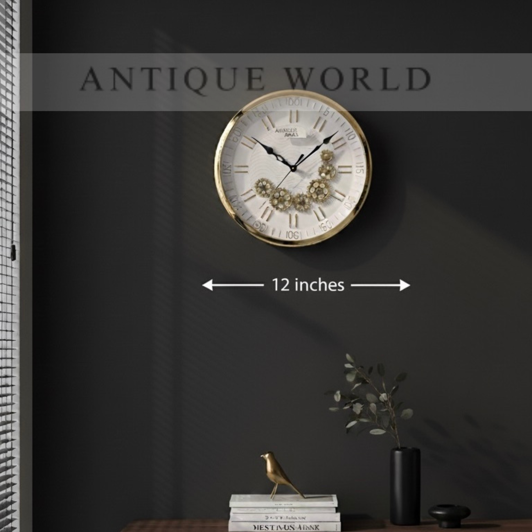 Golden Gear Elegance Wall Clock