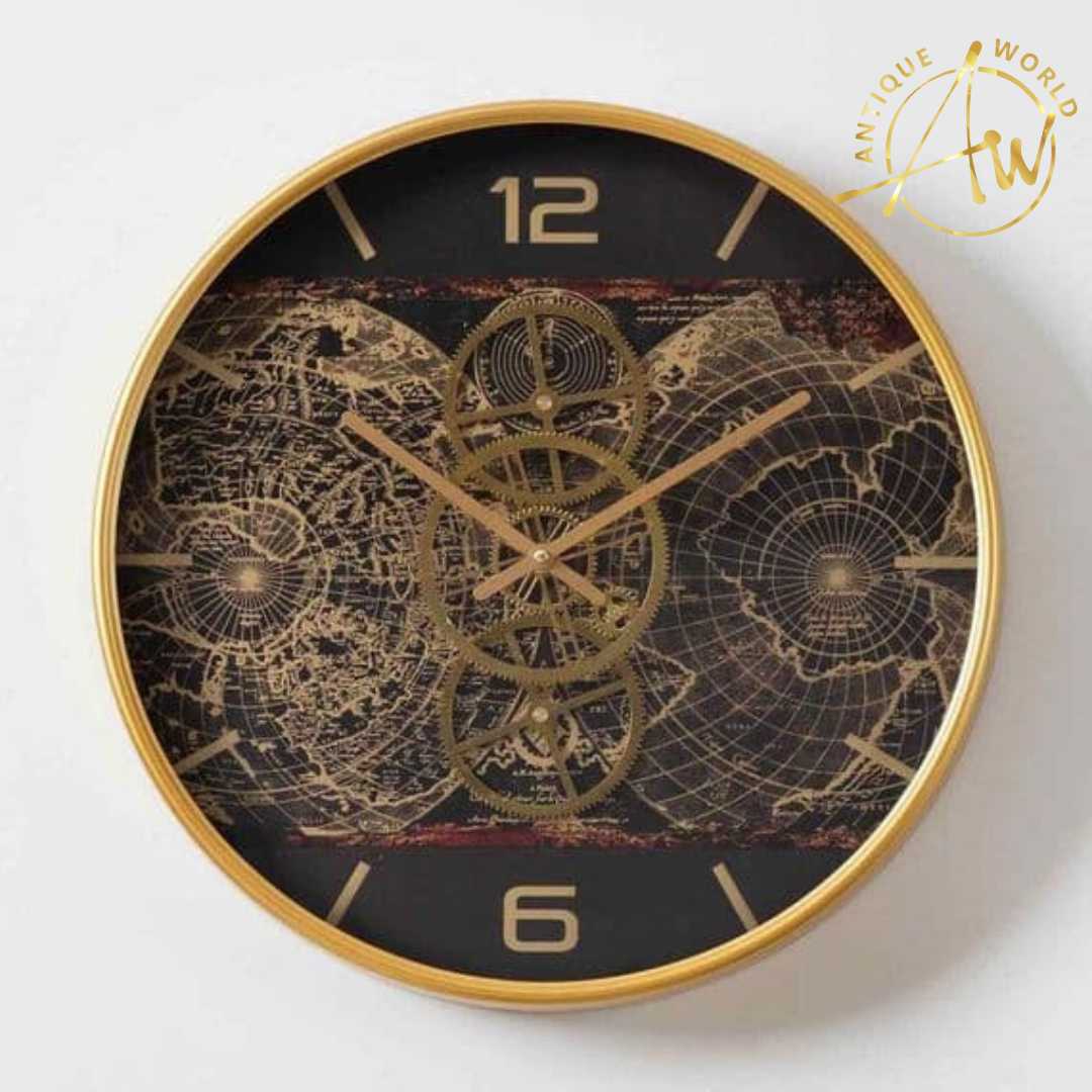 Exclusive Curve Gold Gears Wall Clock