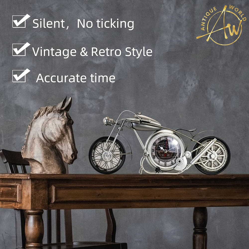 Retro Metal Motorcycle Table Clock