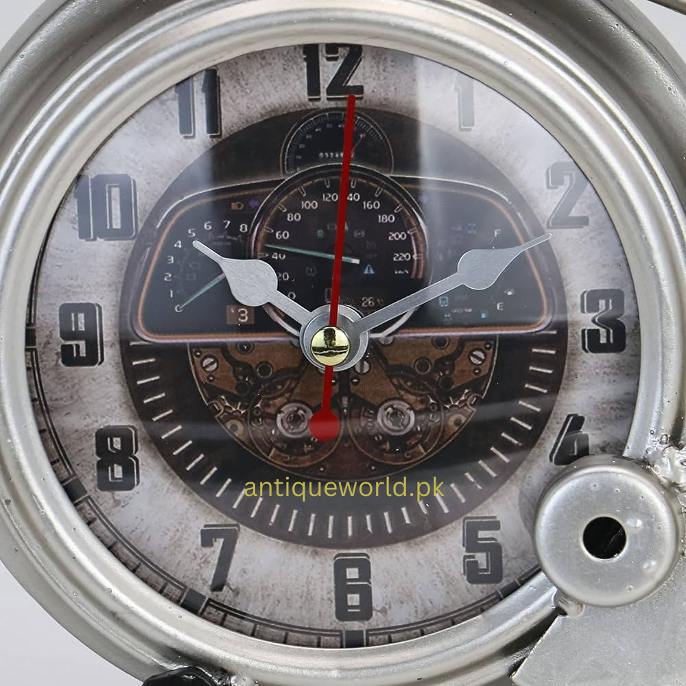 Retro Metal Motorcycle Table Clock