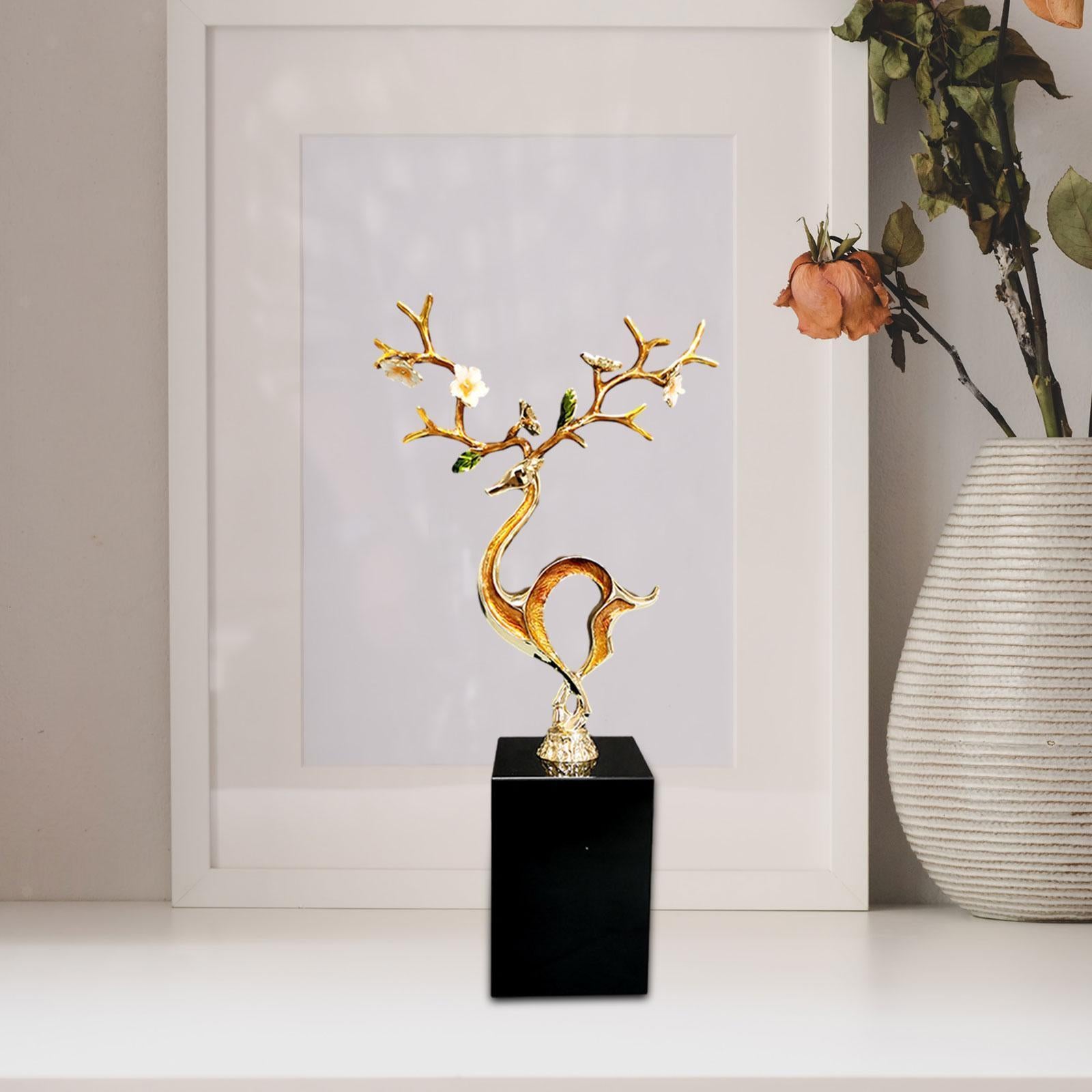 Nordic Sculptures l Modern Crystal Zinc Alloy Enamel Color Deer Home Ornament 2pc