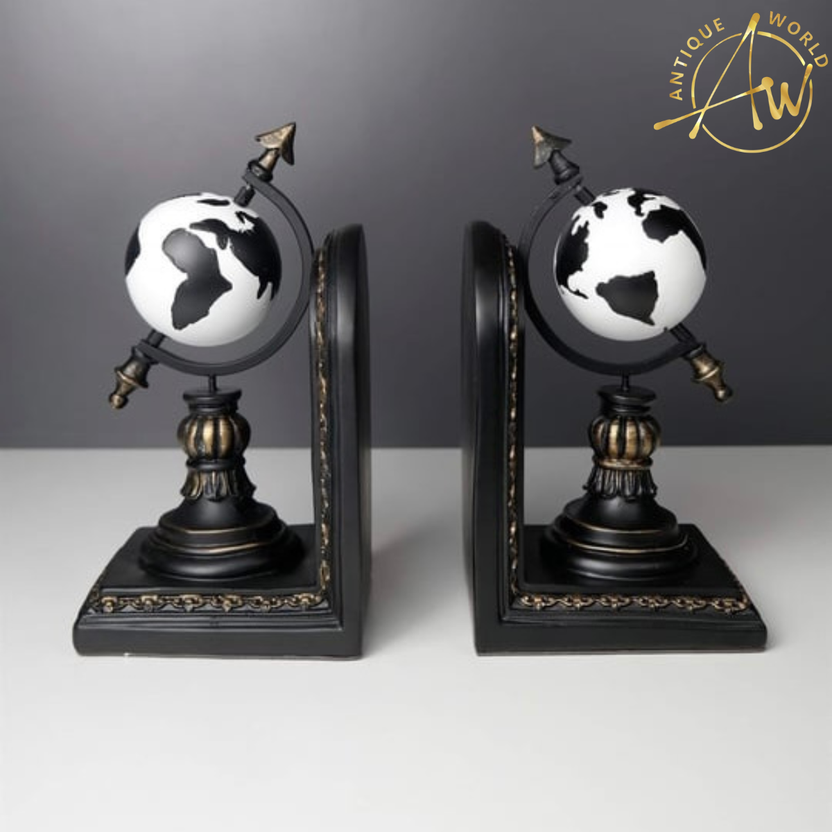 Traditional Check Design Globe Bookend