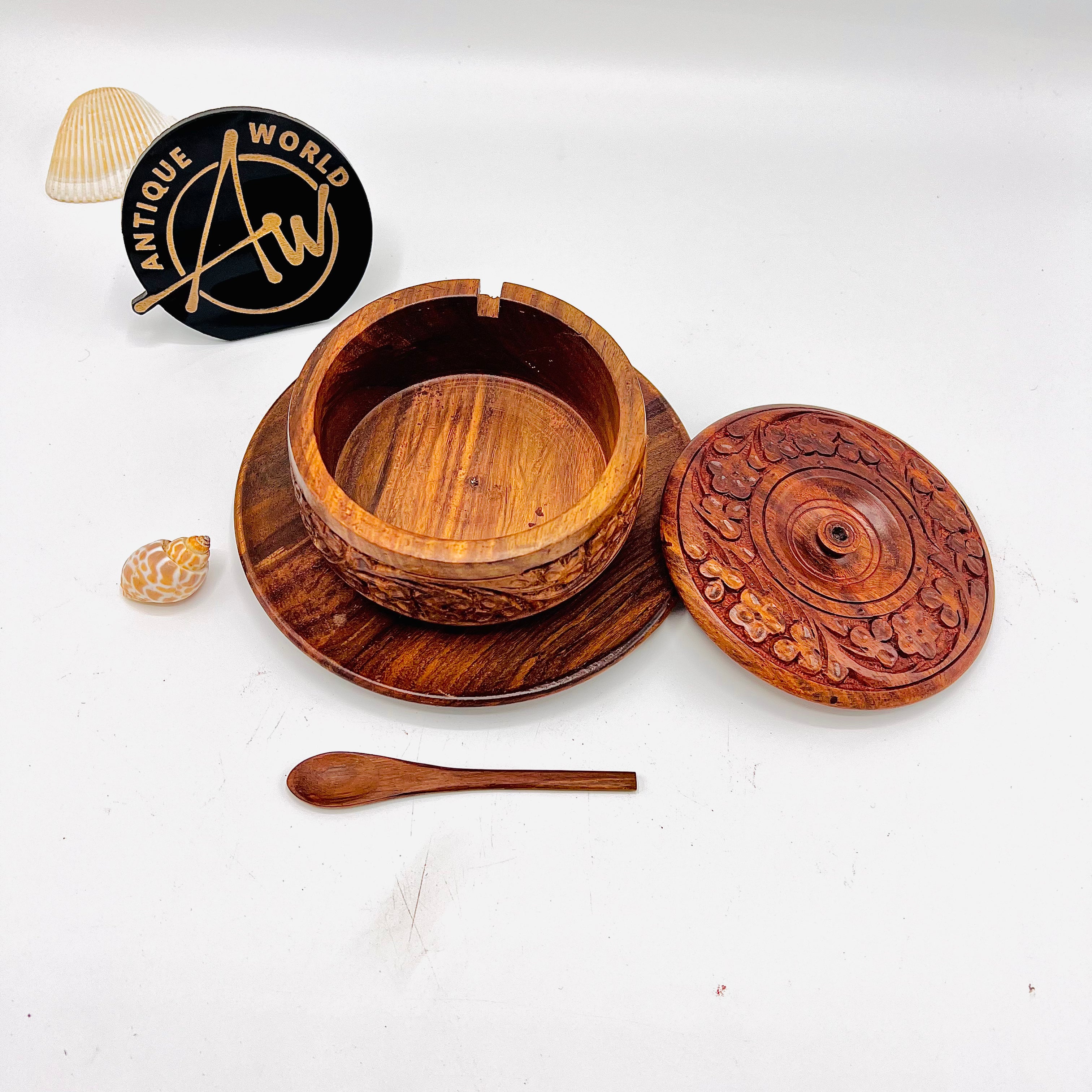 Wood Carving Sugar Pot