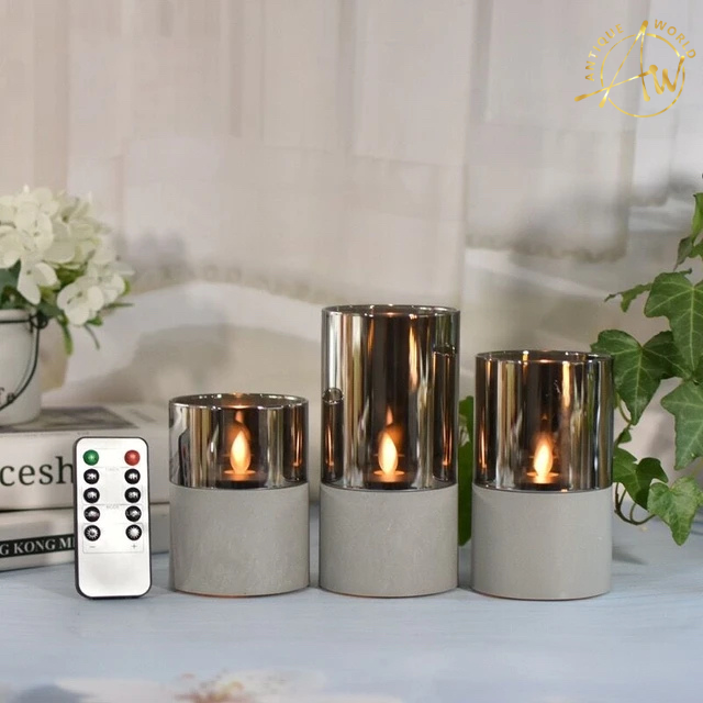 Concrete LED Candles ( Set of 3 )