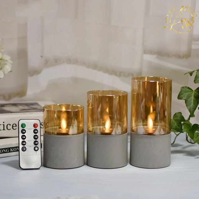 Concrete LED Candles ( Set of 3 )