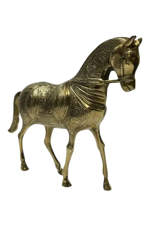 Beautiful Gold Brass Horse Sculpture