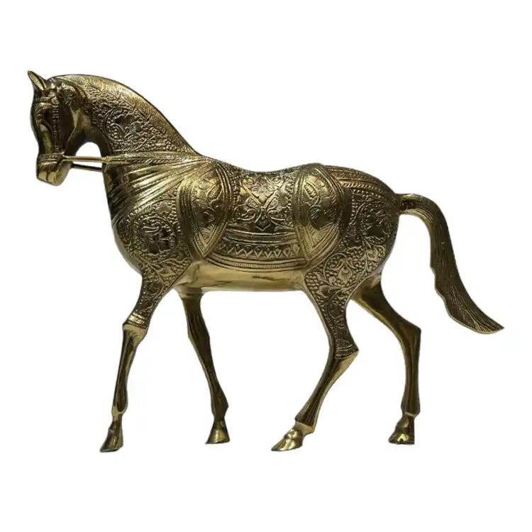 Beautiful Gold Brass Horse Sculpture
