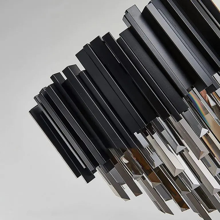 Metal Black Table Lamp with White Crystal Bars
