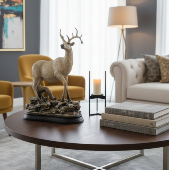 Majestic Standing Stag on Rocky Terrain