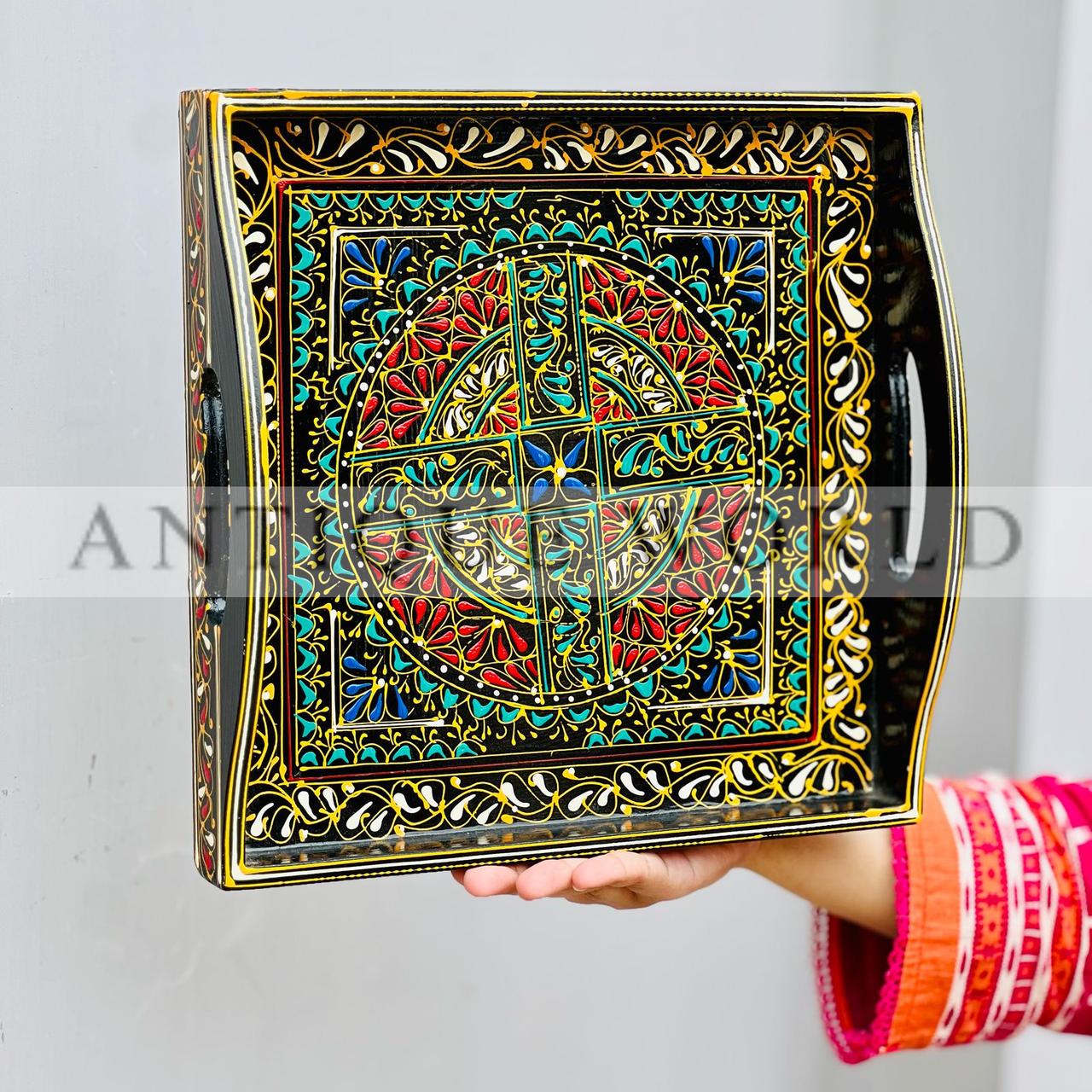 Traditional Naqshi Art Square Shaped Serving Tray
