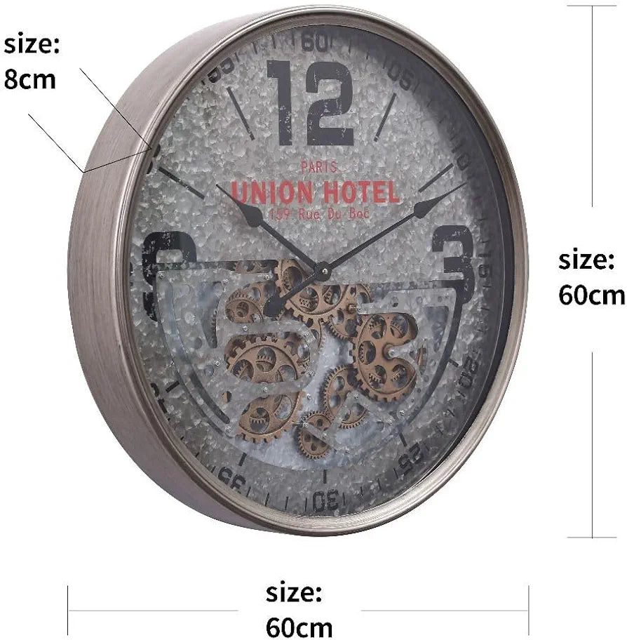 Real Moving Gears Retro Wall Clock
