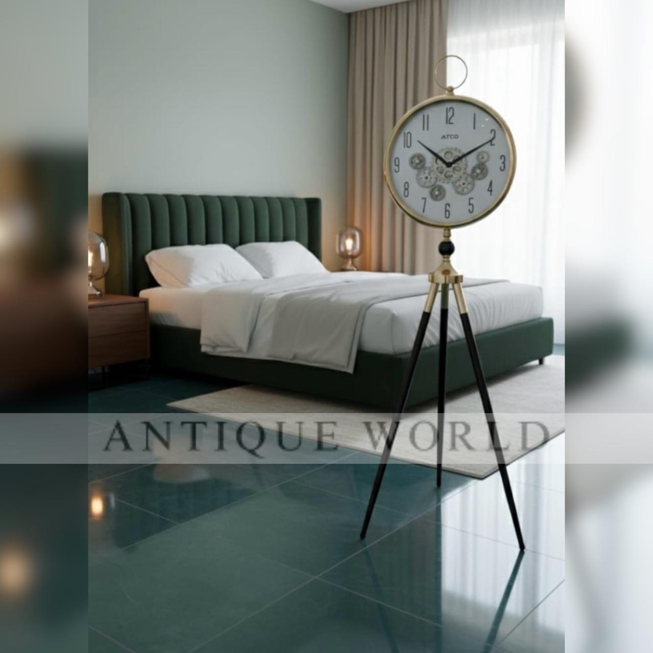Tripod Floor Clock with a Mechanical Gear Design