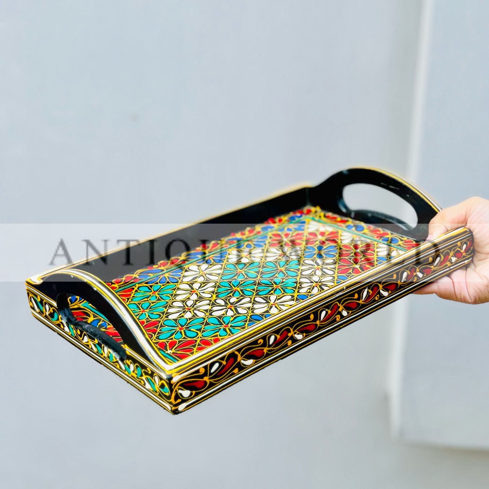 Handcrafted Naqsi Art Wooden Tray