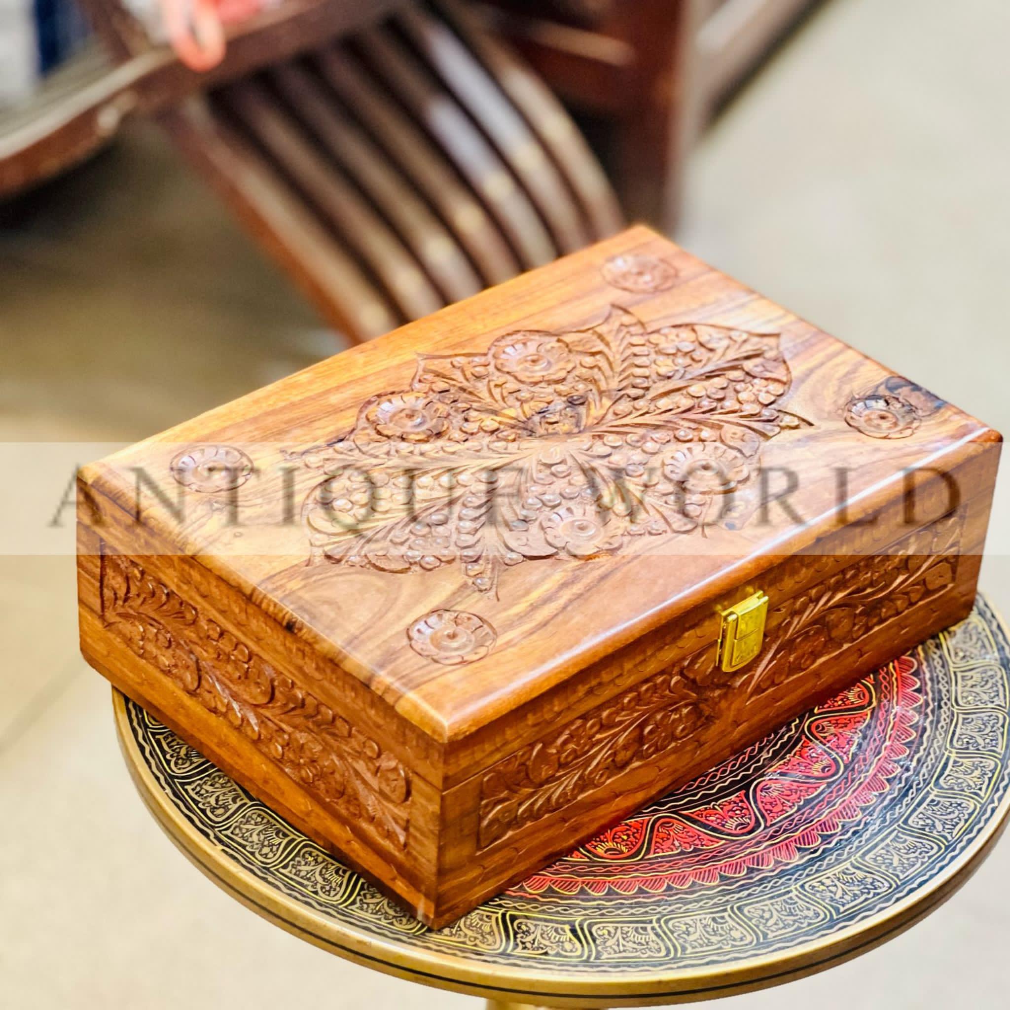 Vintage Hand Carved Wooden Box
