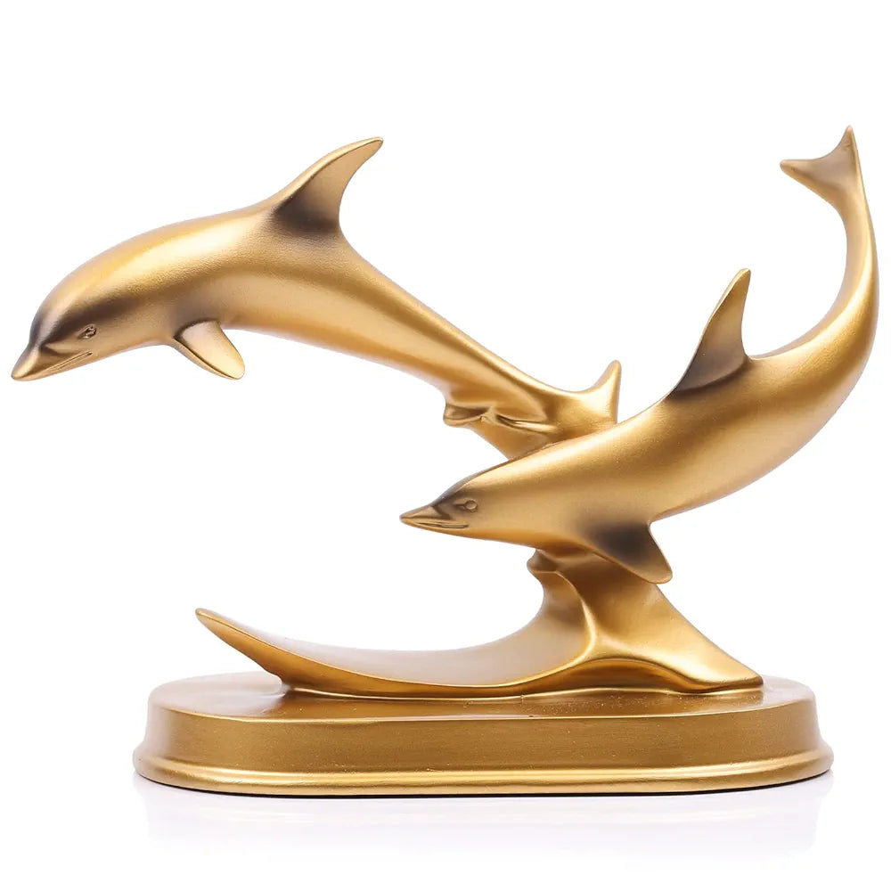 Gold Dolphin Model Statue