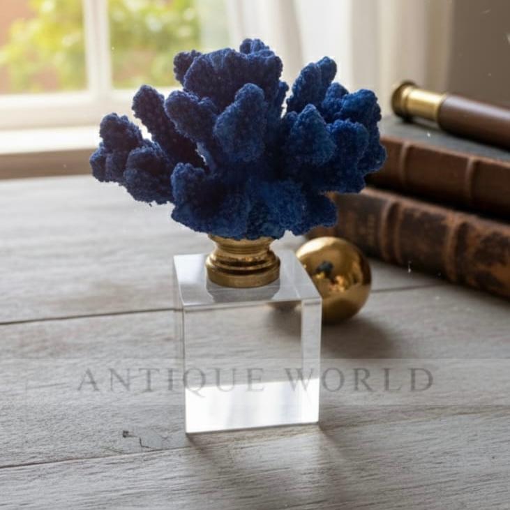 Acrylic Base Brass Finish Coral Decor