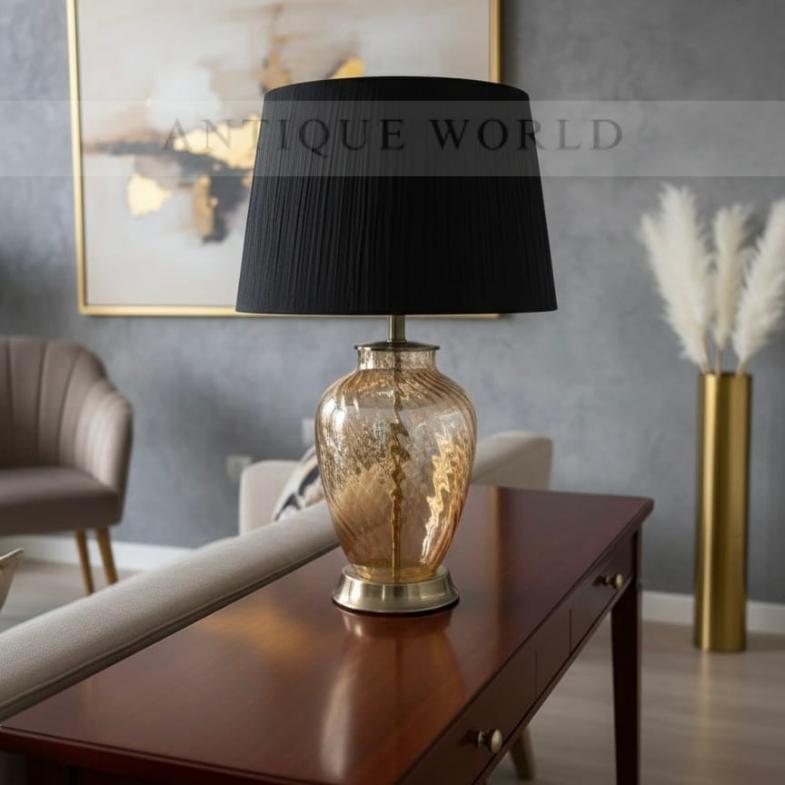Golden Textured Crystal Table Lamp ( Pair )