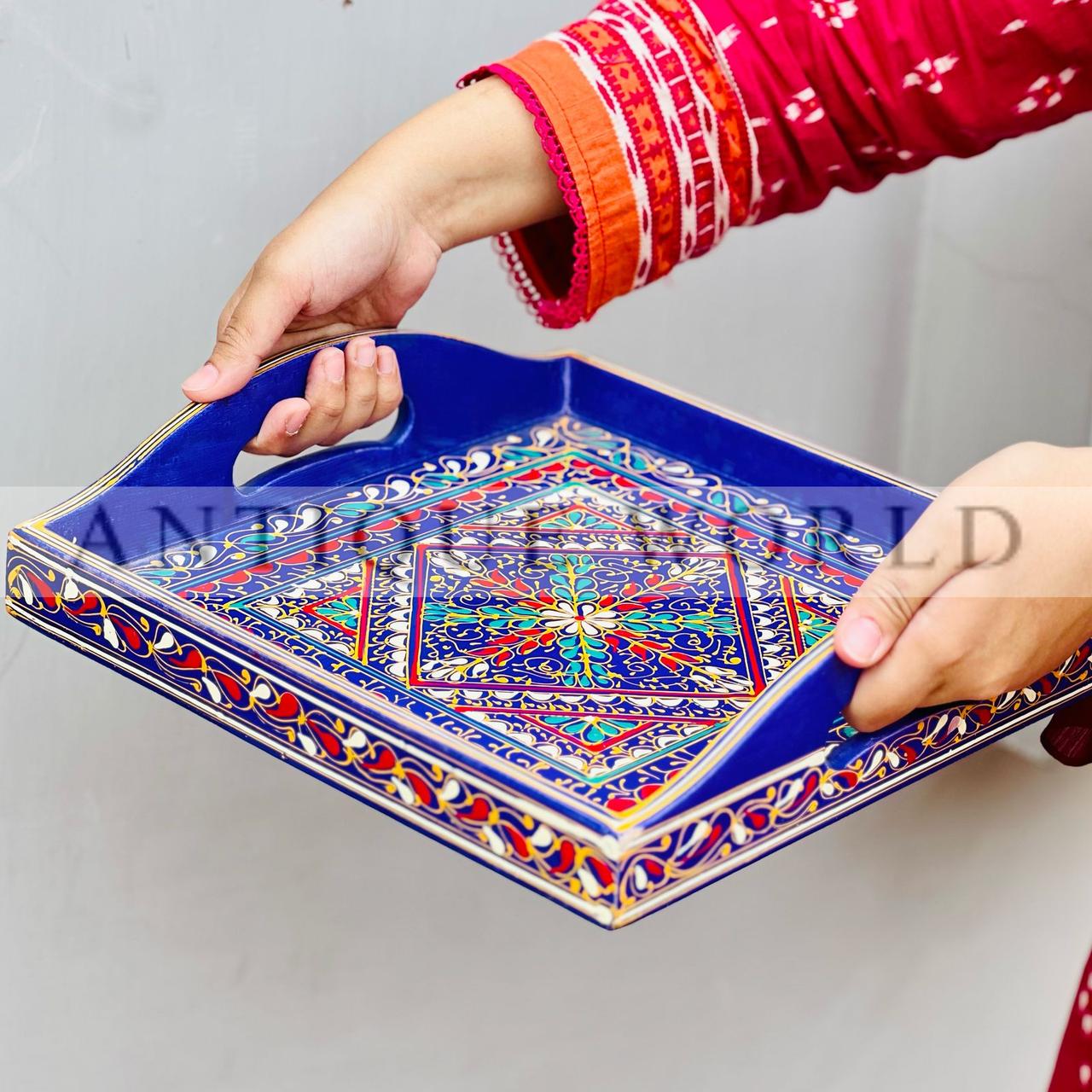 Traditional Naqshi Art Square Shaped Serving Tray