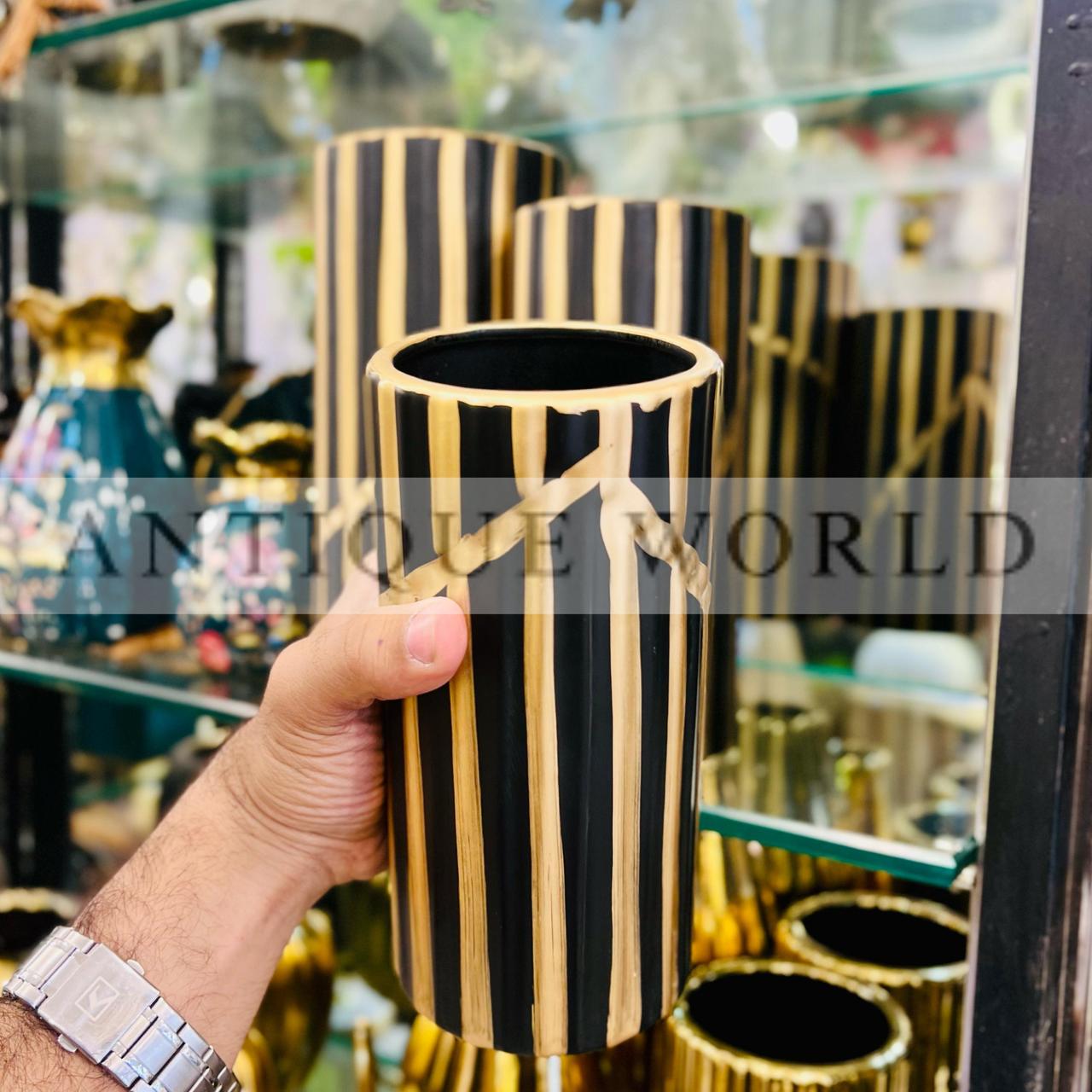 Golden Stripes Vase Set of 3