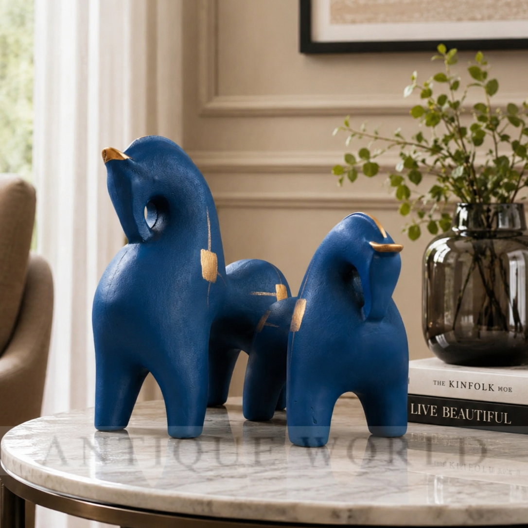 Abstract Black Horse Figurines (Set of 2 )