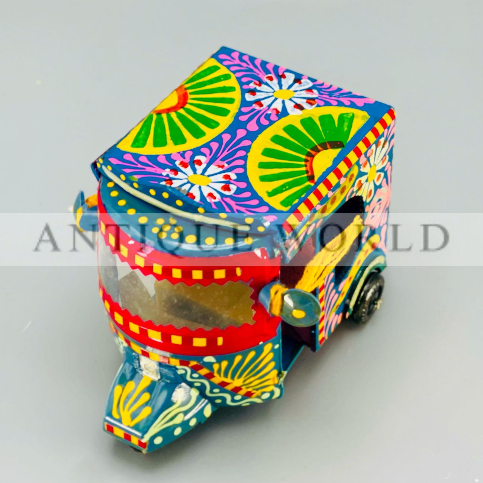 Hand Painted Miniature Rickshaw Model