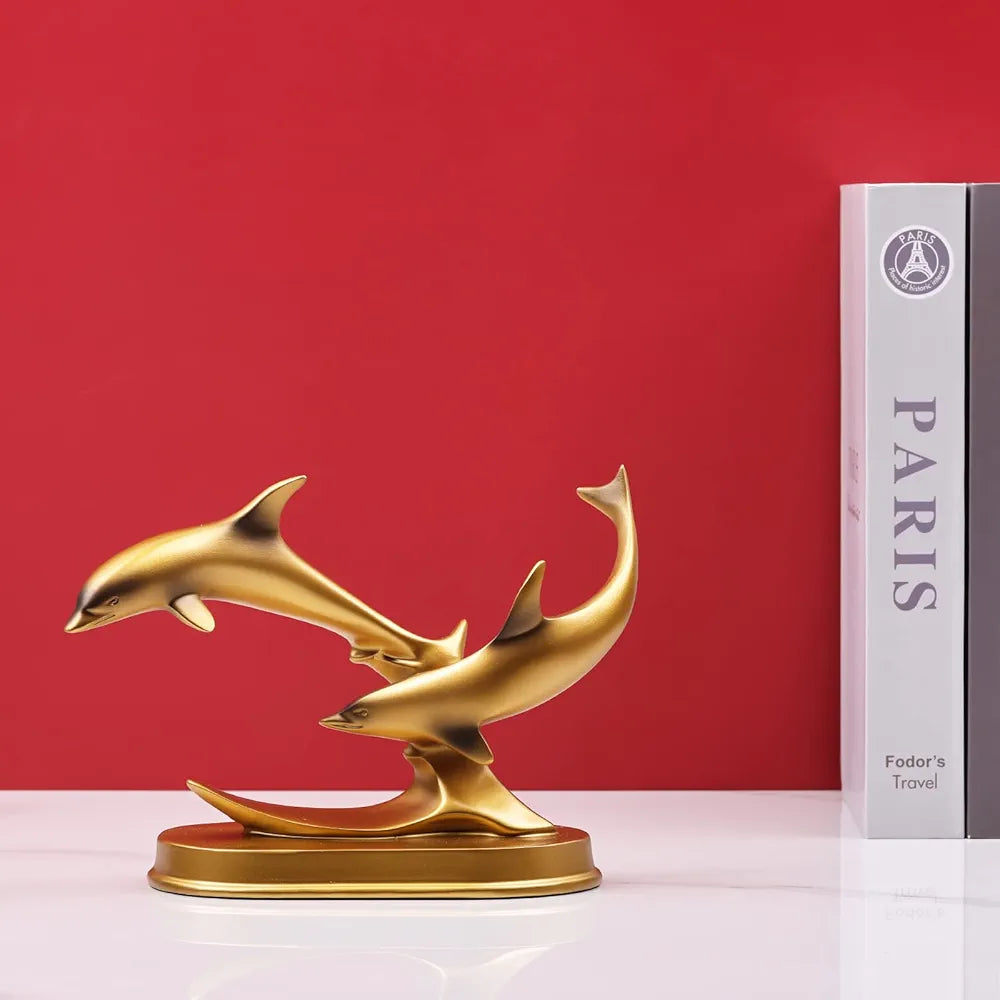 Gold Dolphin Model Statue