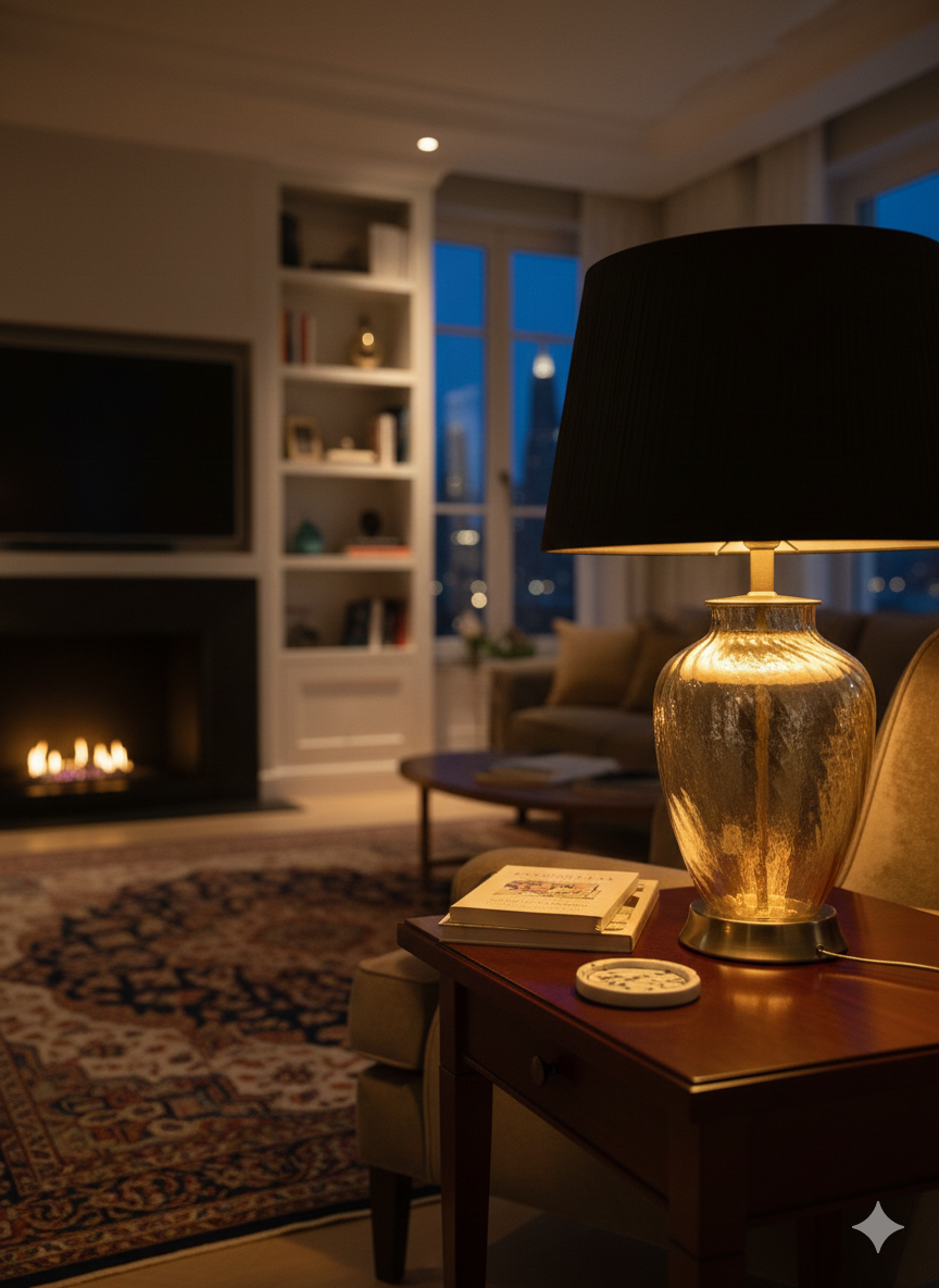 Golden Textured Crystal Table Lamp ( Pair )