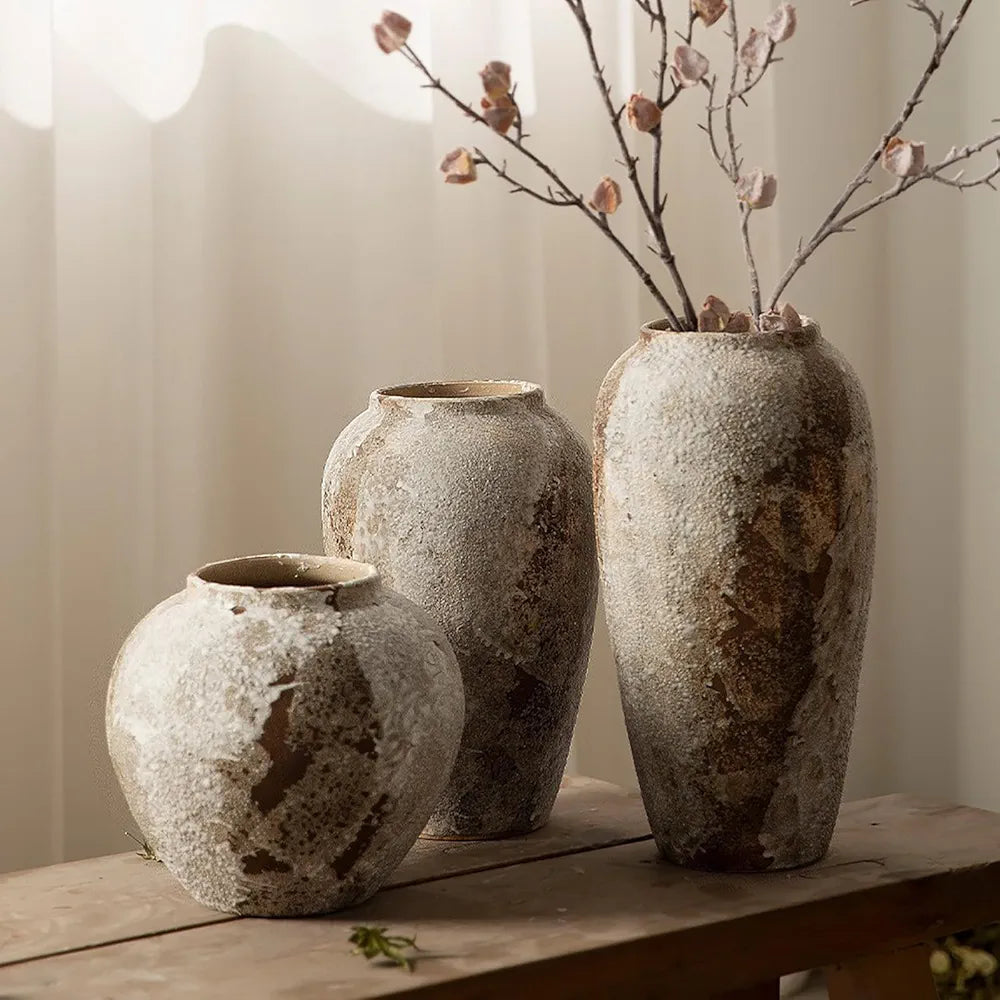 Rustic Farmhouse Decorative Vases ( Set of 3 )
