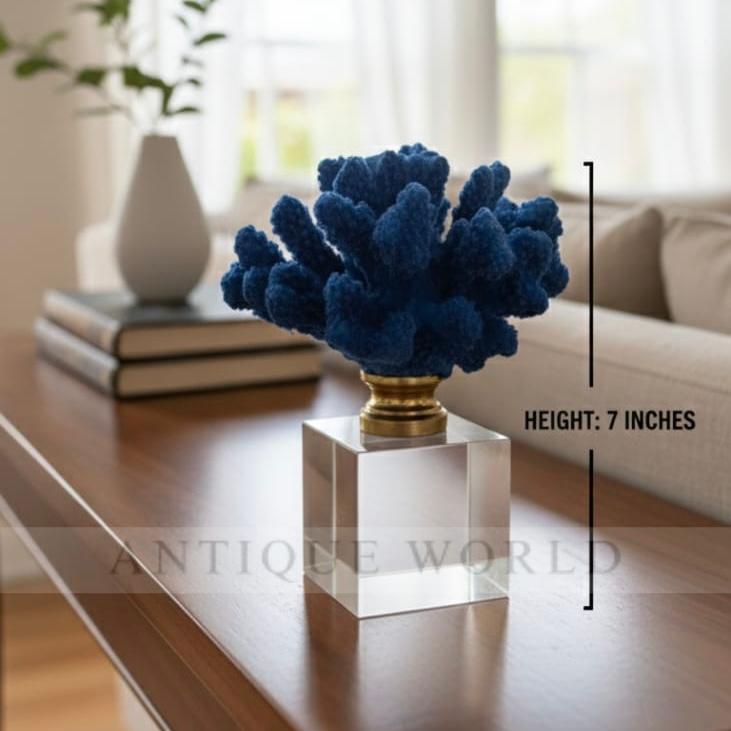 Acrylic Base Brass Finish Coral Decor