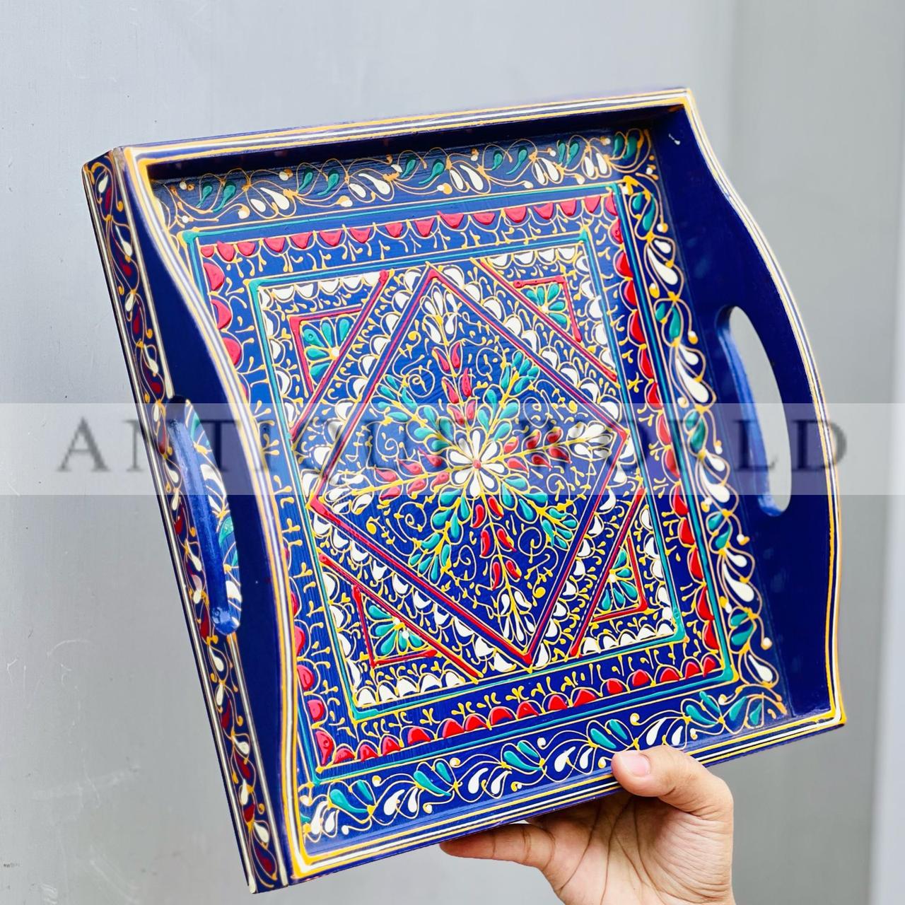 Traditional Naqshi Art Square Shaped Serving Tray