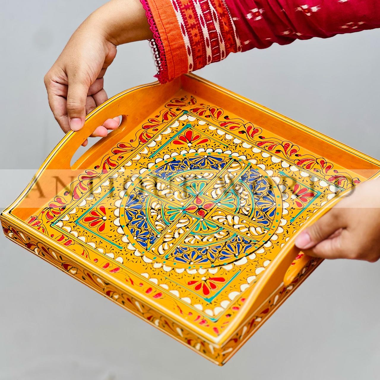 Traditional Naqshi Art Square Shaped Serving Tray