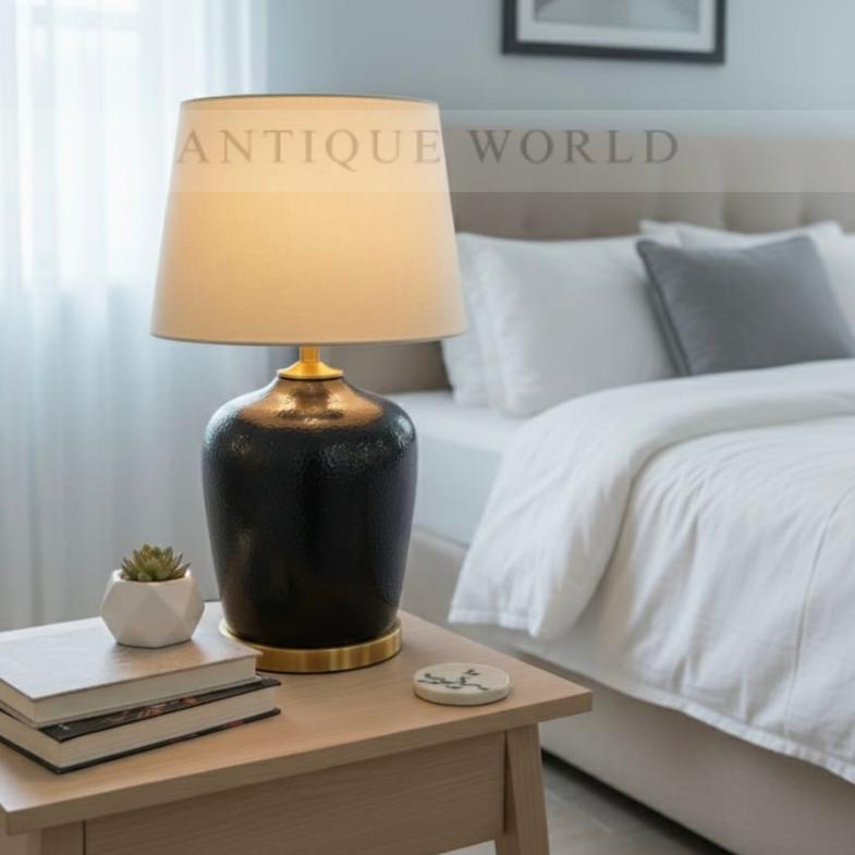 Modern Round Table Lamp with Simple Shade ( Pair )