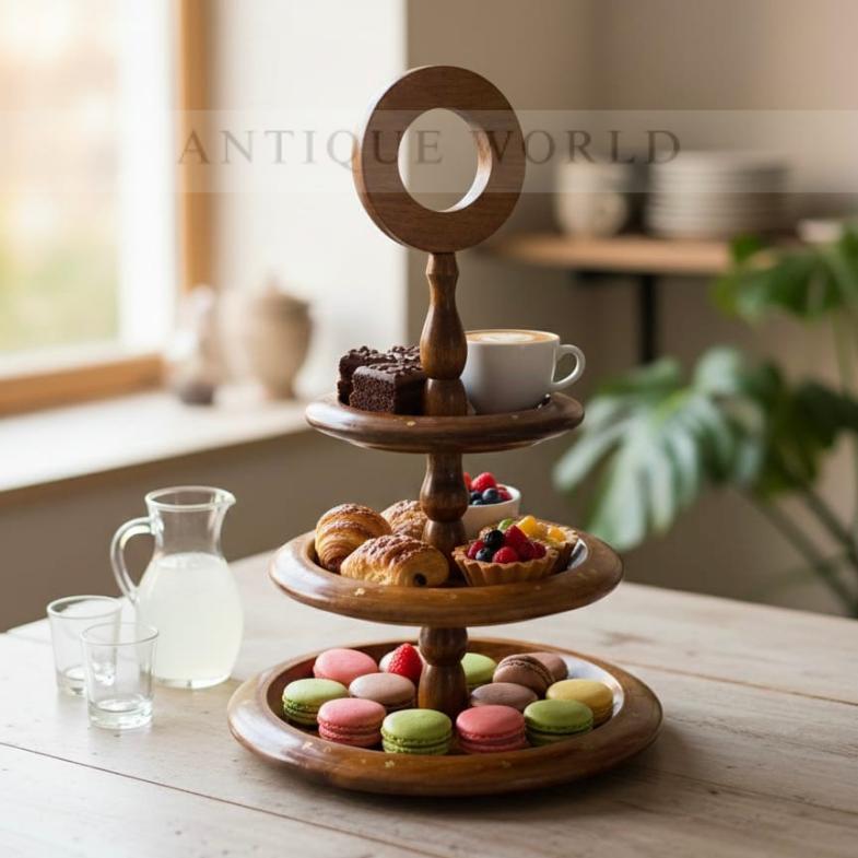 3 Portion Wooden Serving Tray