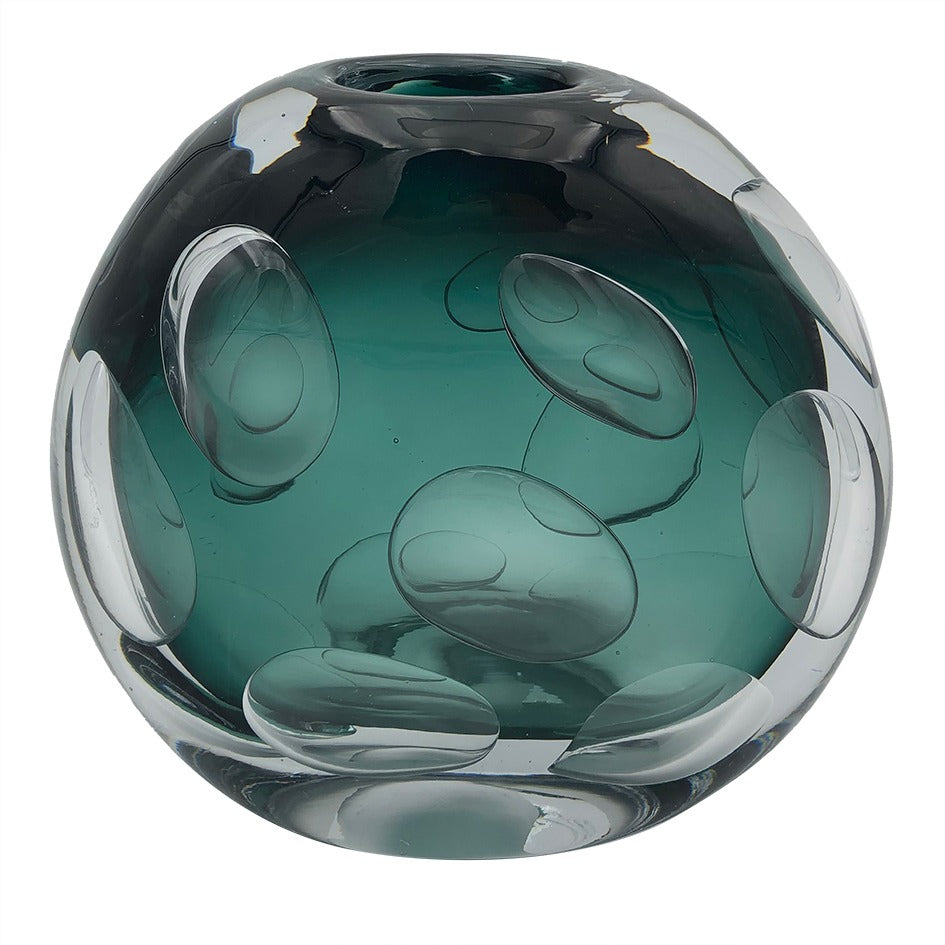 Oval Green Glass Vase