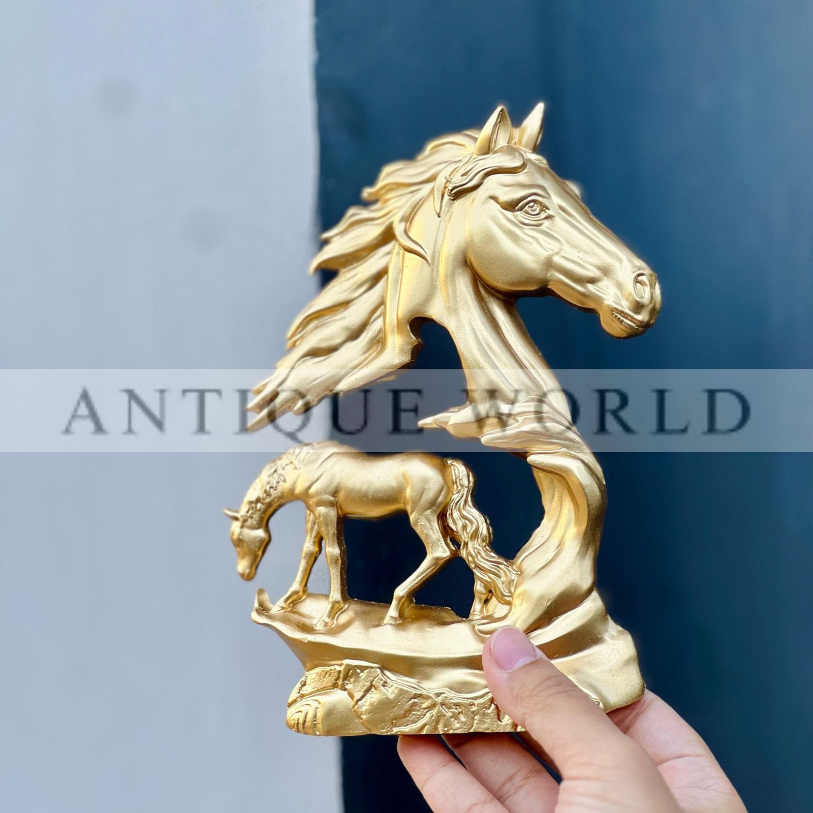 Golden Horse Sculpture Wall Decor