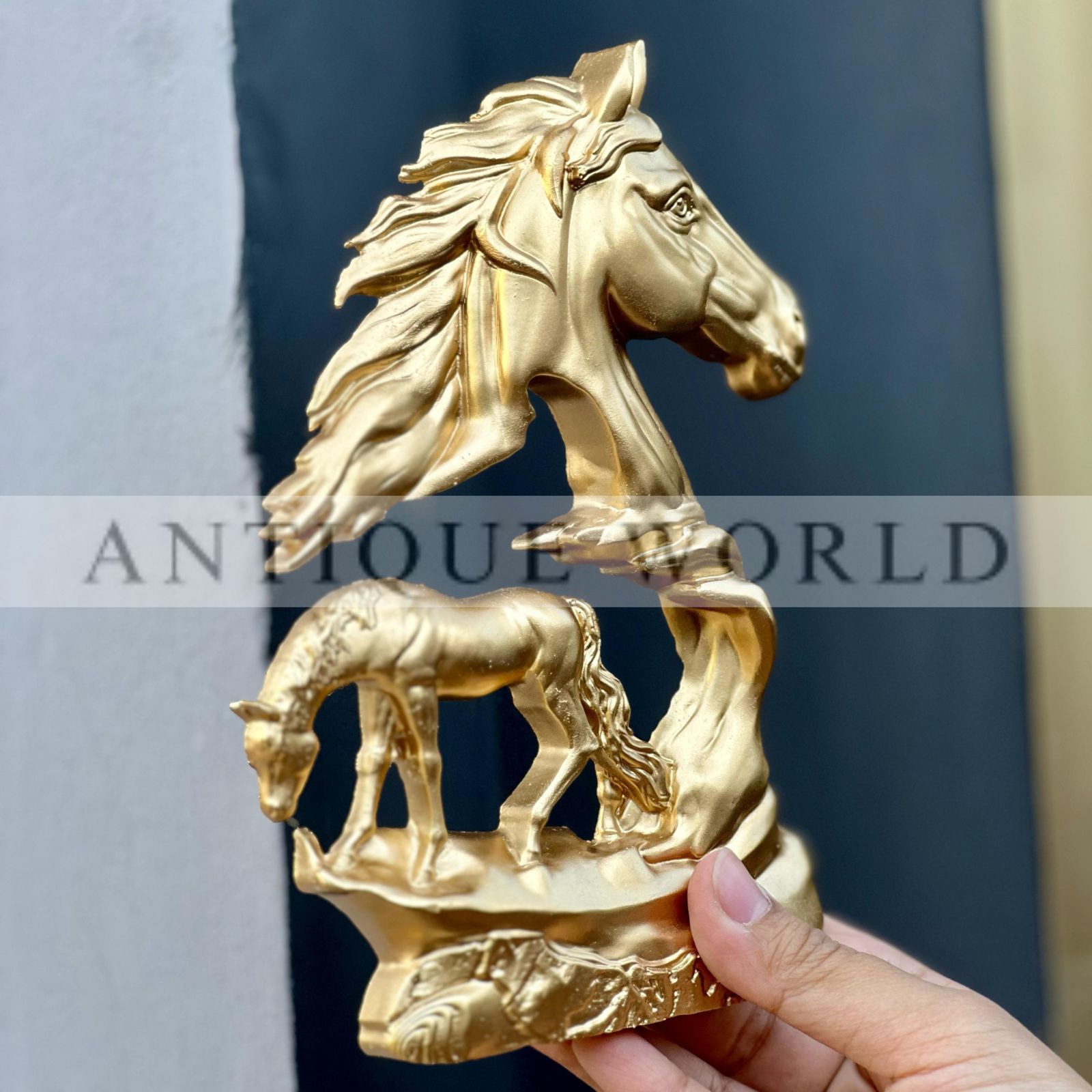 Golden Horse Sculpture Wall Decor
