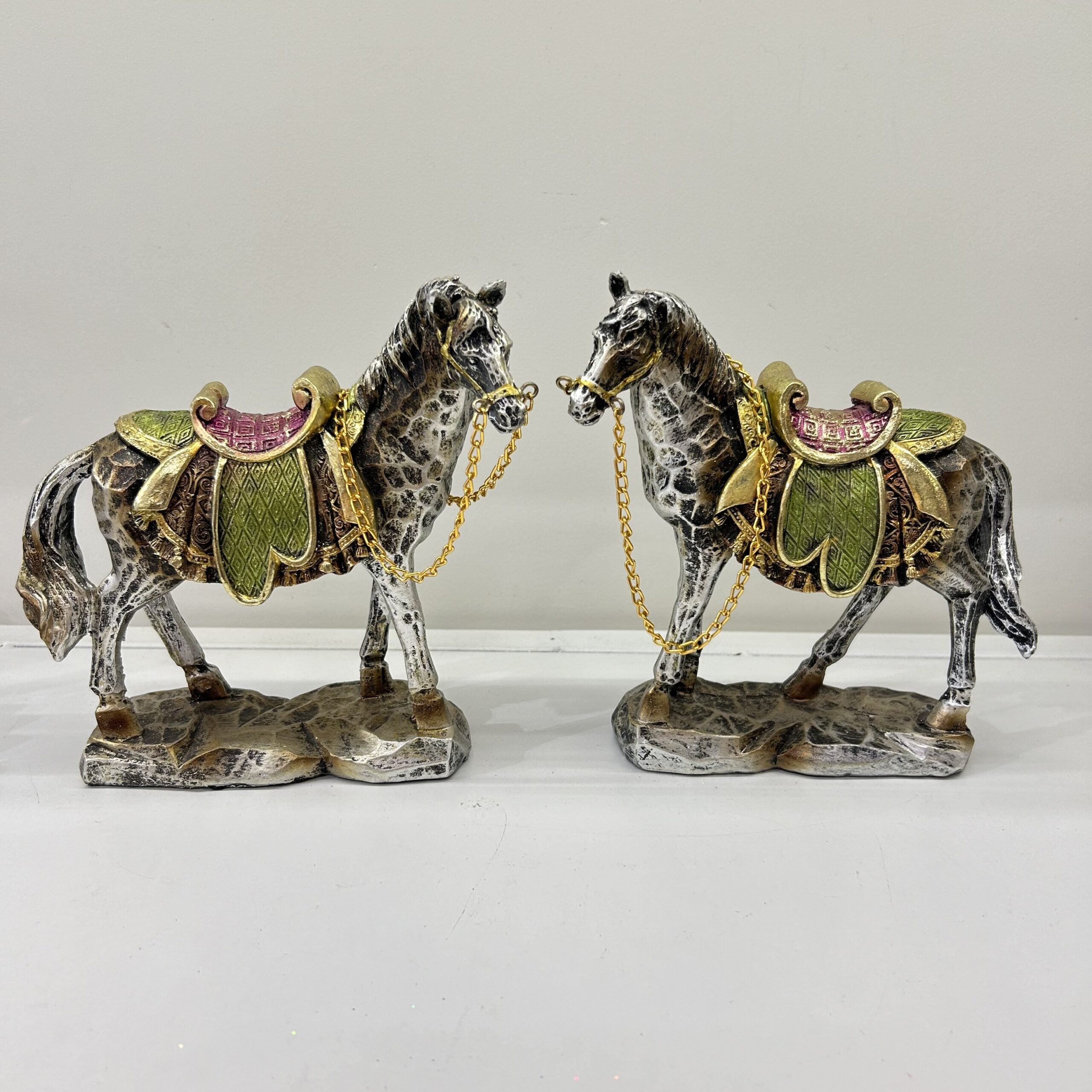 Vintage Ethnic Horse Figurine with Rustic Appeal ( Set of 2 )