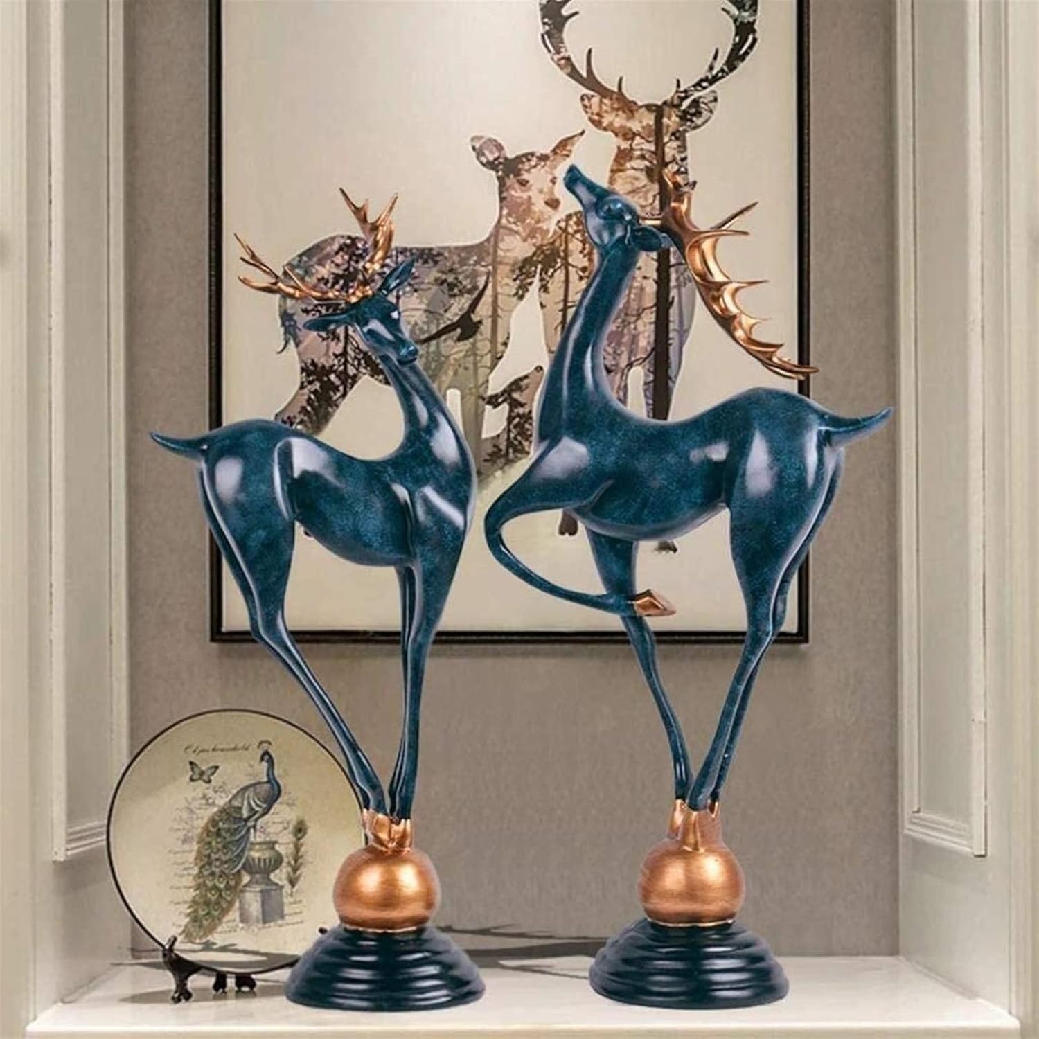 Home Decor Couple Deer Figurine Statue ( Set of 2 )