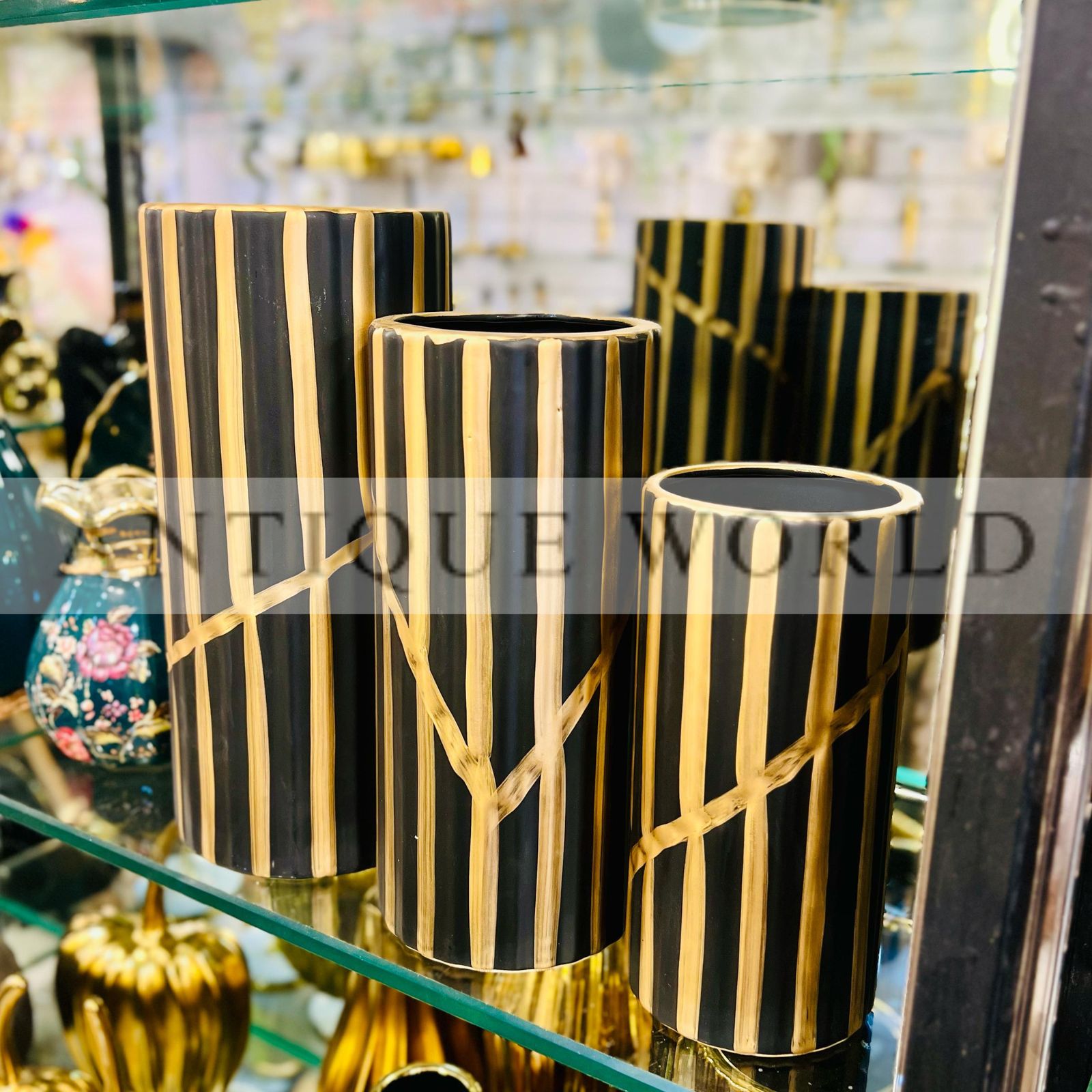 Golden Stripes Vase Set of 3