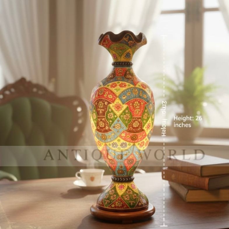 Hand-Painted Camel Skin Table Lamp