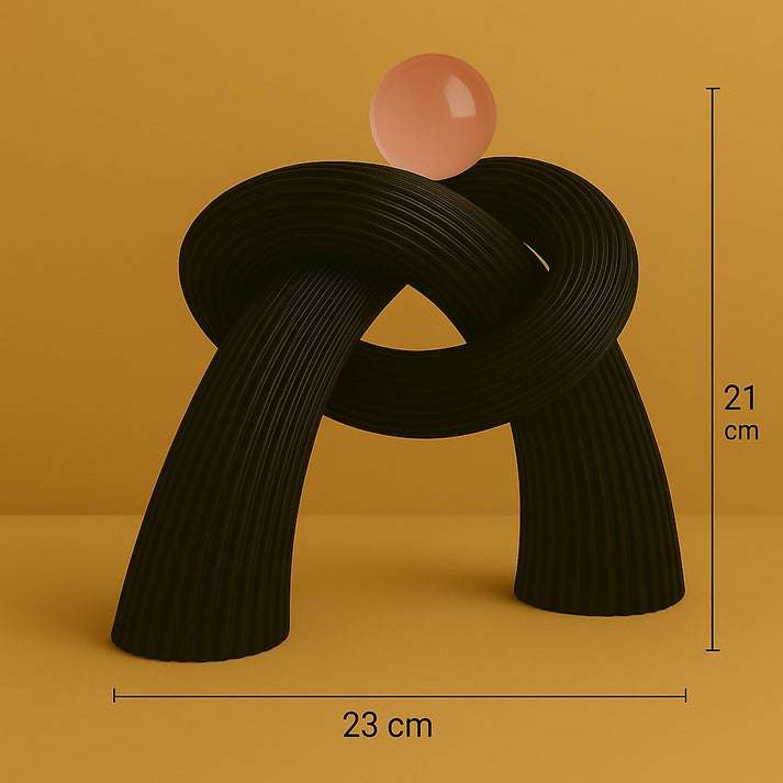 Black Abstract Knot Sculpture with Sphere