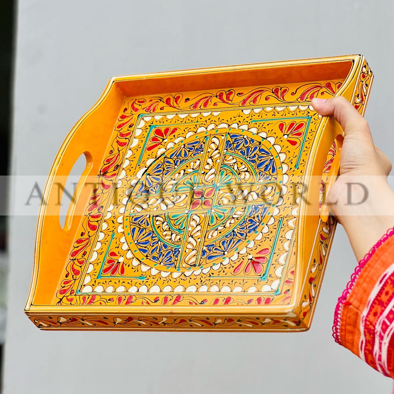 Traditional Naqshi Art Square Shaped Serving Tray