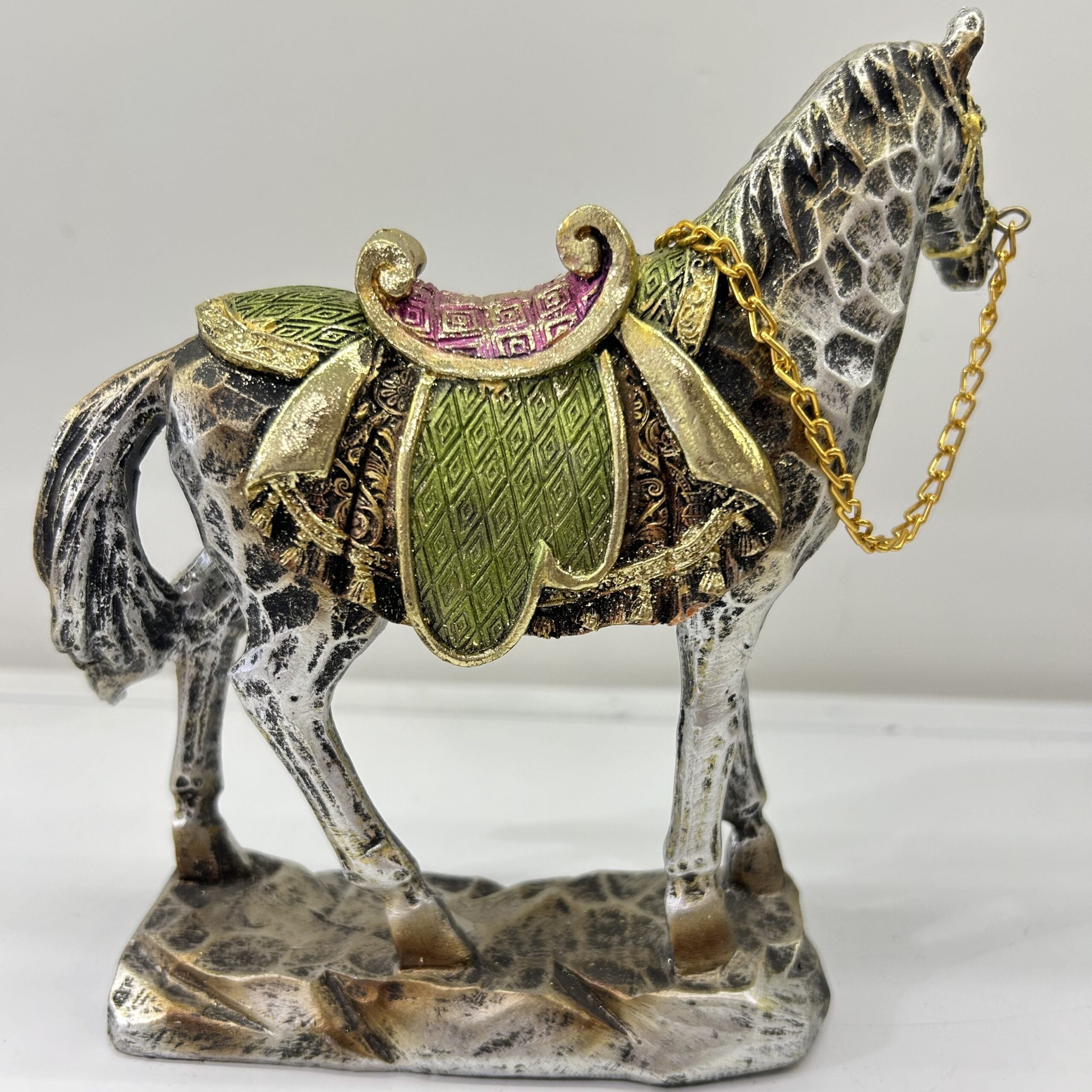 Vintage Ethnic Horse Figurine with Rustic Appeal ( Set of 2 )