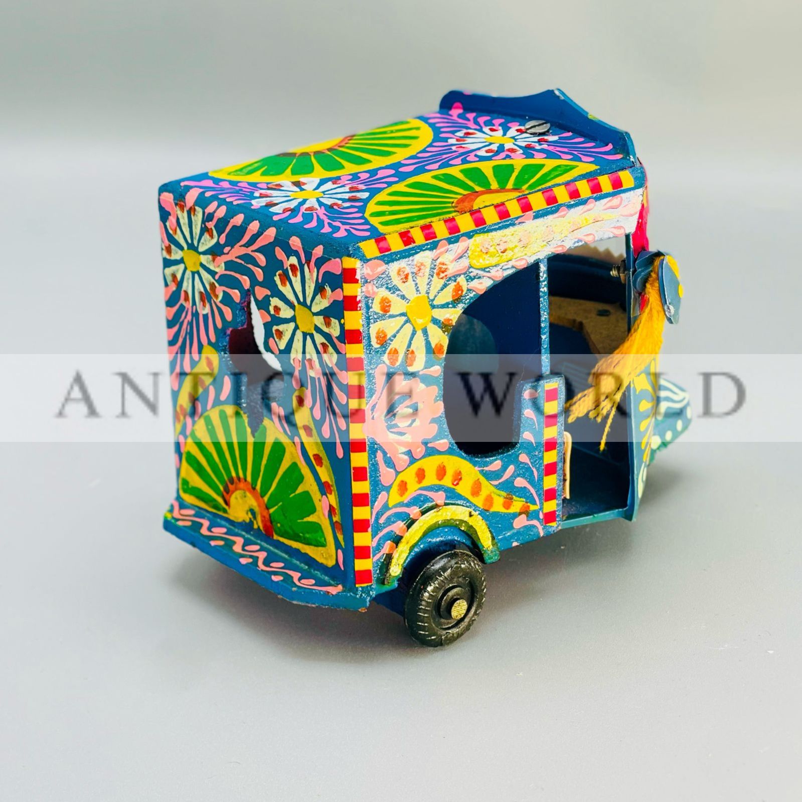 Hand Painted Miniature Rickshaw Model
