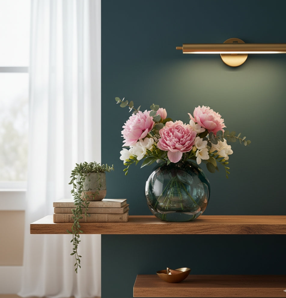 Oval Green Glass Vase