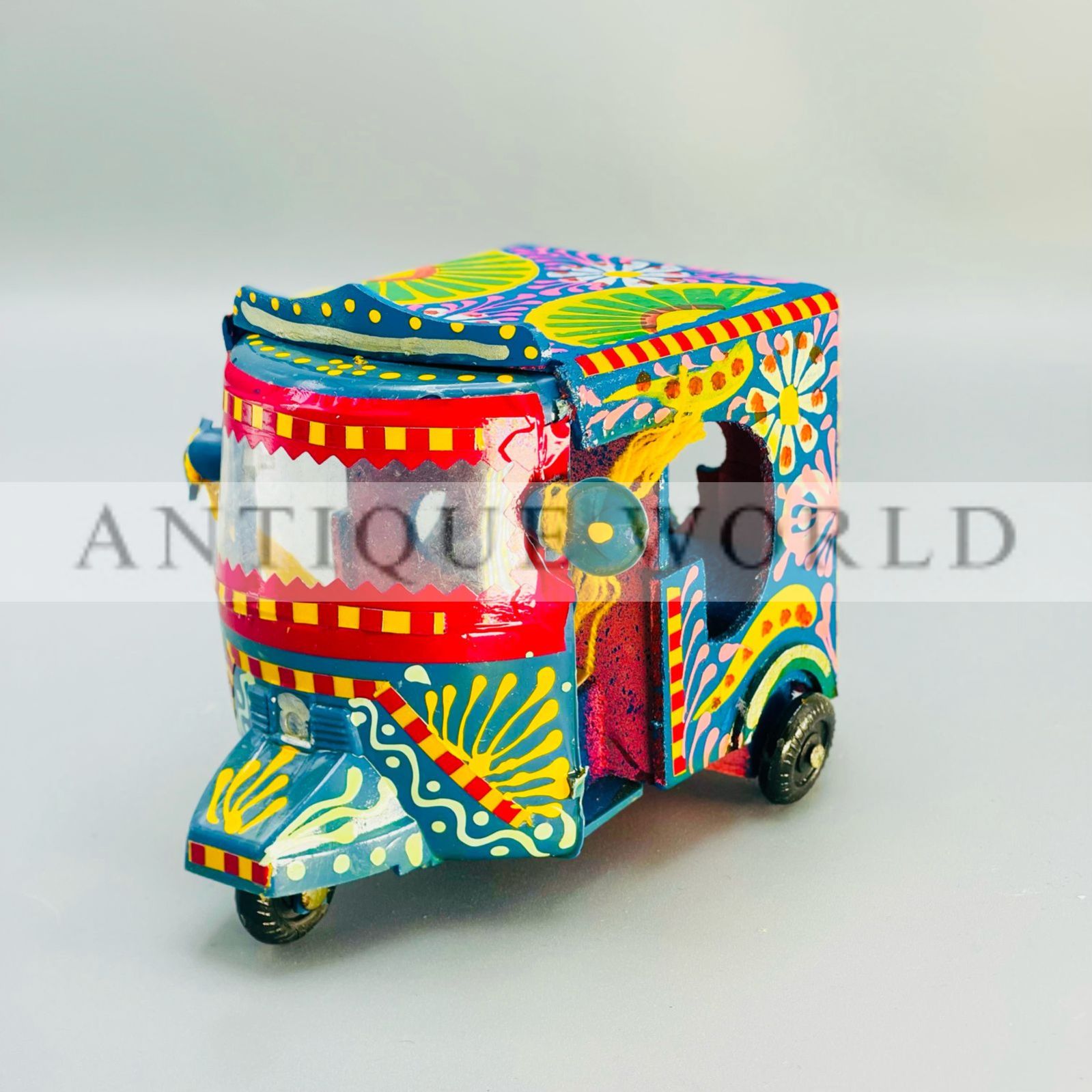 Hand Painted Miniature Rickshaw Model