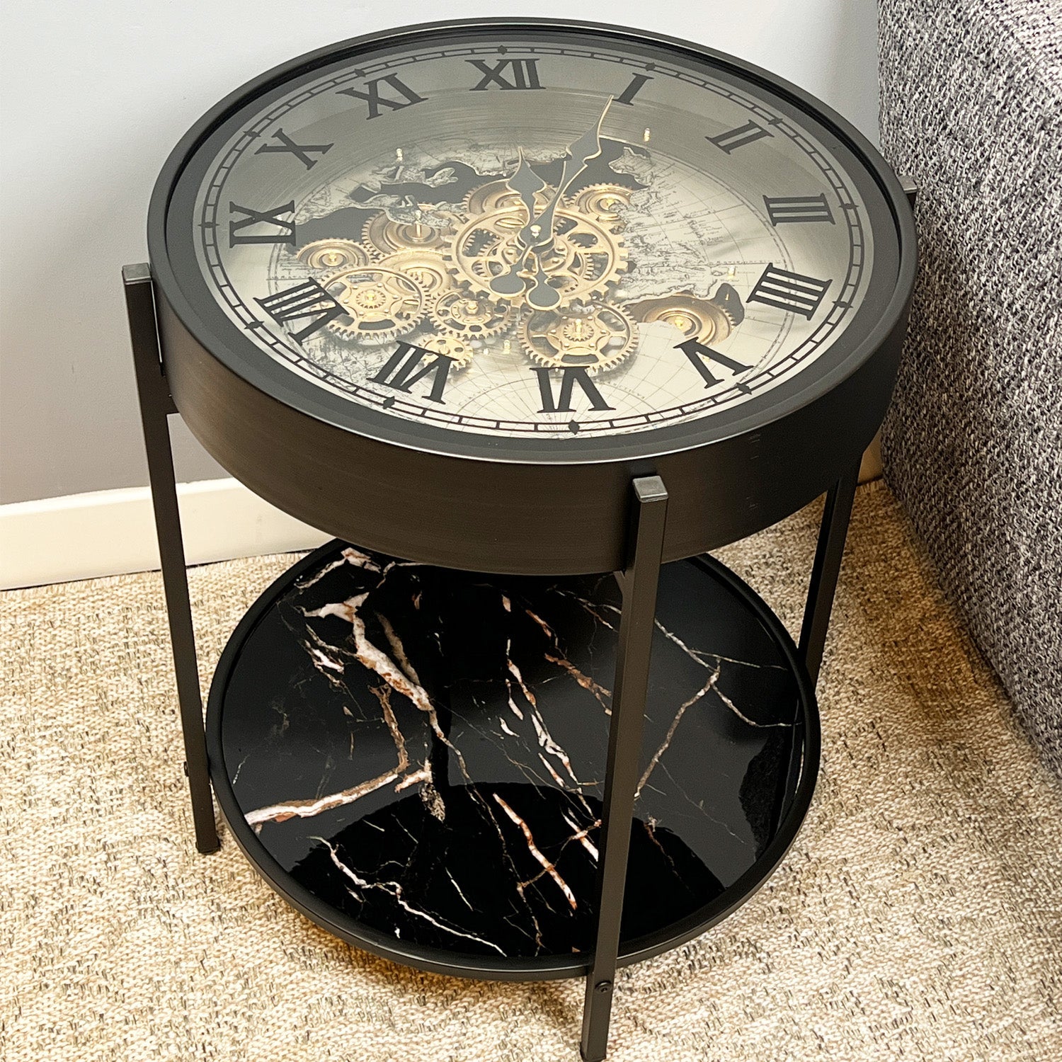 Antique Table Clock With Shelf
