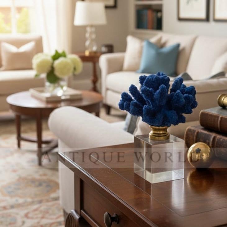 Acrylic Base Brass Finish Coral Decor